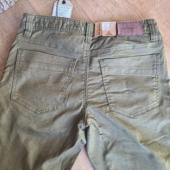 Prana Mens 30x36 Peat Green Bridger Jean Pant 5 Pocket Outdoor Straight Slim NEW - Picture 4 of 7